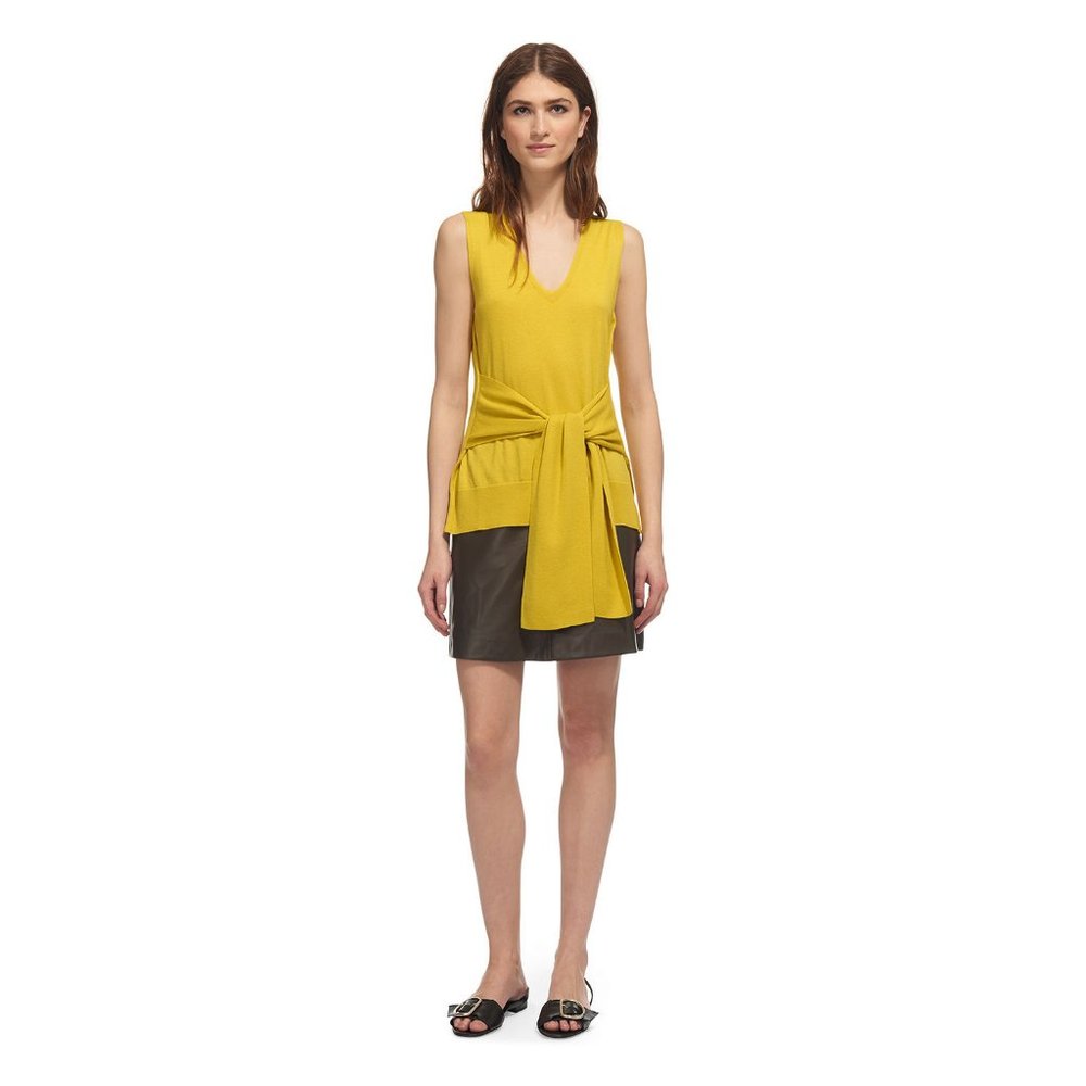 $230 Whistles Tie Front Sleeveless Knit Wool Blend Top